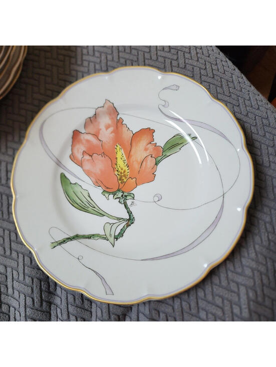 Other - Haviland Limoges France Plate Fleurs Et Rubans Hibiscus Series Lim Ed